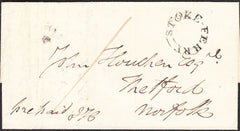 92016 - NORFOLK. 1845 letter Stoke Ferry to Thetford dated...