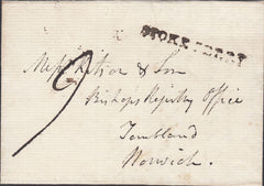 92017 - 1819 MAIL WEREHAM (NORFOLK) TO TOMBLAND WITH 'STOKE FERRY' HAND STAMP (NK372).