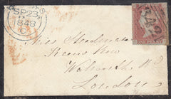 92038 - 1848 SUSSEX/WAFER SEAL. 1848 mourning envelope Hastings...