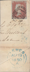92072 - 1850 SUSSEX/LEWES '451' NUMERAL. Piece with fine four margined 1...
