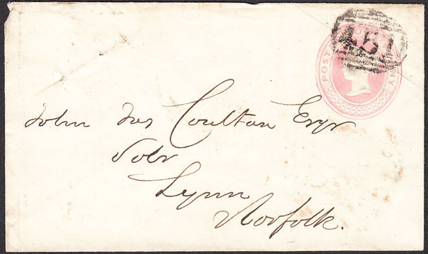 92076 - SUSSEX/LEWES. 1851 1d pink envelope (imperfections...