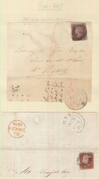 92097 - SUSSEX/RYE CANCELLATIONS. Group of 9 pieces/envelopes and 87 sta...