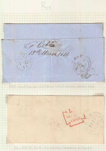 92097 - SUSSEX/RYE CANCELLATIONS. Group of 9 pieces/envelopes and 87 sta...