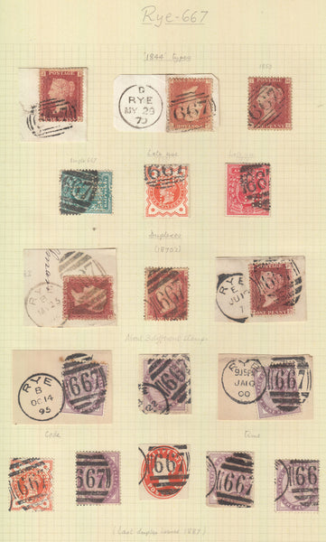 92097 - SUSSEX/RYE CANCELLATIONS. Group of 9 pieces/envelopes and 87 sta...