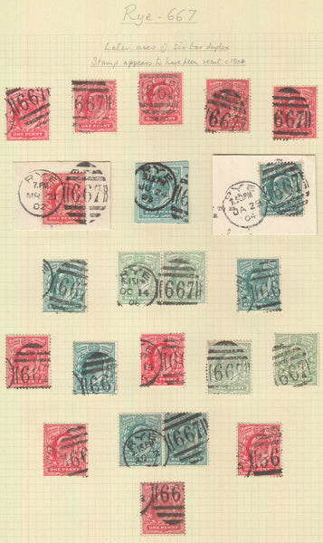 92097 - SUSSEX/RYE CANCELLATIONS. Group of 9 pieces/envelopes and 87 sta...