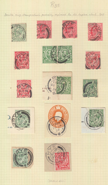 92097 - SUSSEX/RYE CANCELLATIONS. Group of 9 pieces/envelopes and 87 sta...