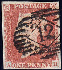 92145 - PL.71 (AH)(SG8). Good used 1846 1d pl.71 lettered ...