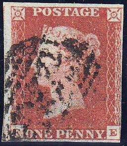 92151 - PL.72 (FE)(SG8). Used 1846 1d pl.72 lettered FE wi...