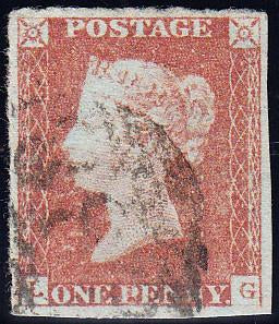 92227 - PL.76 (LG)(SG8). Good used 1847 1d pl.76 lettered ...