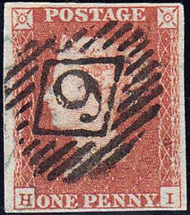 92252 - PL.96 (HI)(SG8). Fine used 1849 1d pl.96 lettered ...