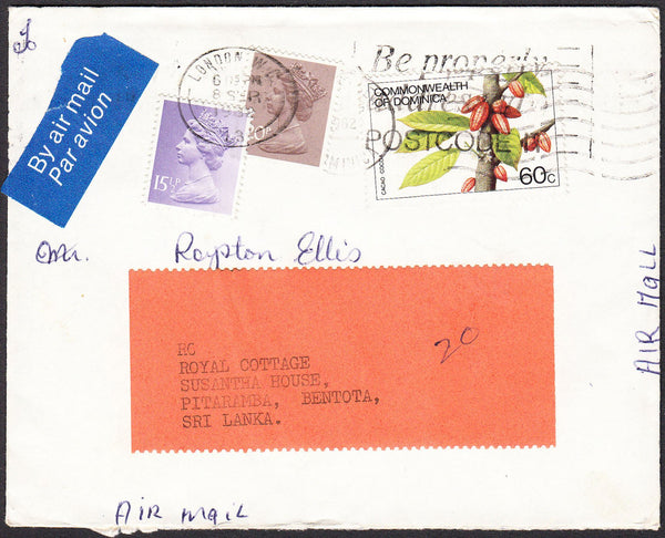 92263 - 1982 envelope Dominica to London with Dominican 60...