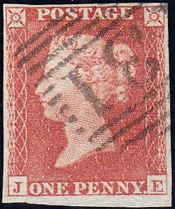 92334 - PL.164 (JE)(SG8). Used 1853 1d imperf pl.164 lette...