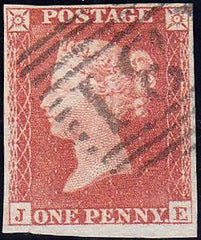 92334 - PL.164 (JE)(SG8). Used 1853 1d imperf pl.164 lette...