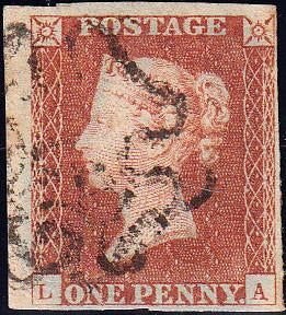 92580 - PL.27 (LA)(SG8). Fine used 1842 1d pl.27 lettered ...