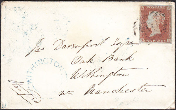 92599 - MANCHESTER WITHINGTON UDC/PL.87 (BG)(SG8). 1849 envelope Shiffnal...