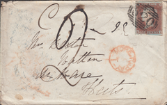92615 - PL.97 (KI)(SG8)/UNDERPAID MAIL PLYMOUTH TO WARE. 1851 envelope P...