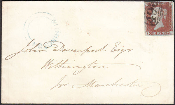92624 - MANCHESTER 'WITHINGTON'UDC/PL.123 (SD)(SG8). 1852 envelope used lo...