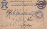 93004 - 1896 QV 2d blue registered envelope Glasgow to Liv...