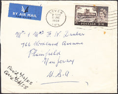 93013 - 1958 envelope Leven to USA with 2/6d Castle (stain...