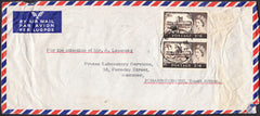 93018 1962 AIR MAIL BARNET, HERTS TO SOUTH AFRICA WITH PAIR 2/6 CASTLE.