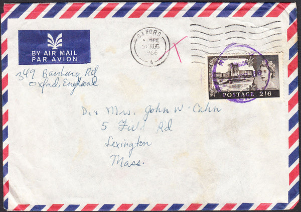 93024 - 1966 air mail envelope Oxford to Lexington, USA wi...