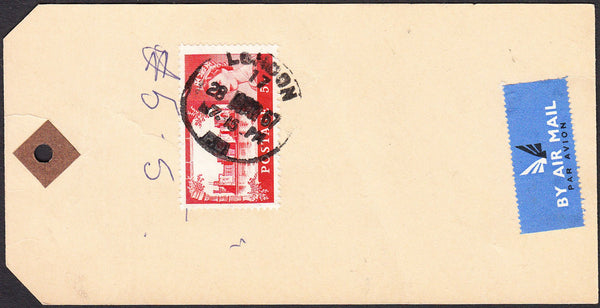 93029 - 1967 unaddressed parcel label with air mail labels...