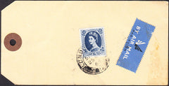 93034 - 1966 unaddressed parcel tag with air mail labels b...