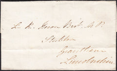 93089 - LINCS. 1834 wrapper York to Grantham, addressed to...
