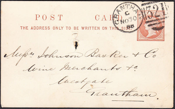 93103 - LINCS. 1888 QV ½d brown post card used locally in ...