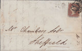 93138 - PL.21(TD)(SG8) ON COVER LONDON TO SHEFFIELD/MISSING IMPRIMATUR LETTERING. 1842 letter to Sheffield with fou...
