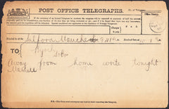 93148 - 1896 TELEGRAM/WORCS. Post Office telegraph form ha...