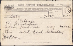 93156 - 1889 TELEGRAPH/WORCS/DERBYS. Post Office telegraph handed ...