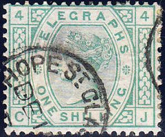 93237 1877 1S GREEN TELEGRAPH Pl. 4 (L218) USED.