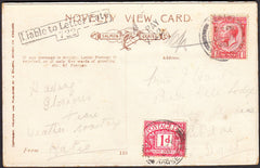 93480 - 1928 UNDERPAID MAIL SEATON TO PARKSTONE. Post card Seaton to Parkstone, Dorset with KG...