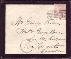 93484 - EDINBURGH DOTTED CIRCLE ON MOURNING ENVELOPE  TO CANADA (RA19)/2½D ROSY-MAUVE PL.9(SG141)(EL).