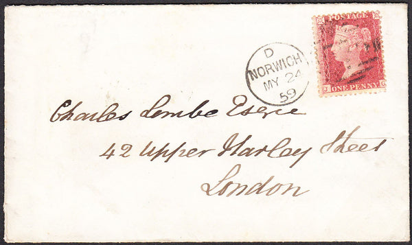 93588 - 1859 NORFOLK/'ATTLEBRIDGE' UDC. Envelope Norwich to ...
