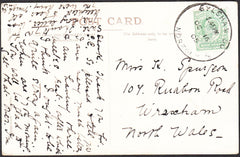 93654 - 1905 NORFOLK/'AYLSHAM SO NORFOLK' SKELETON DATE STAMP. Post card of Lowestoft to Wrexham wi...