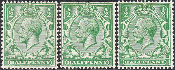 93664 - 1924 ½d block cypher (SG418). Three mint examples ...