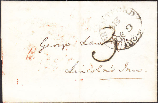 93701 - 1834 MIDDX/BRENTFORD DATE STAMP. Letter Brentford to Lincolns Inn ...