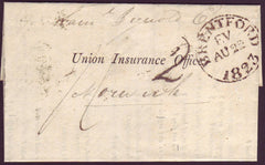 93702 - 1823 MIDDX/BRENTFORD DATE STAMP.  1823 Health Questionnaire Brentford to ...