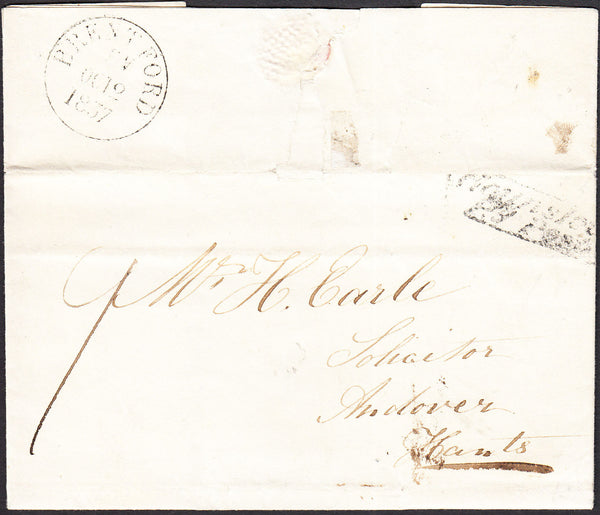 93713 - 1837 MIDDX/'HOUNSLOW PY POST' HAND STAMP (MX129). Entire Brentford to Andover with f...