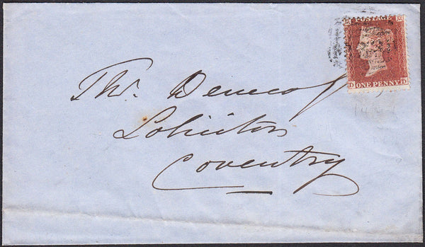 93757 - RES.PL.3 (DD)(SG22) ON COVER. 1855 envelope to Coventry wit...