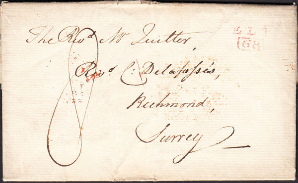 93949 - 1817 CAMBS/'ELY 68' MILEAGE MARK (CB102). Letter Ely to Richmond Surrey dated 3...