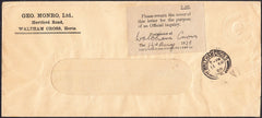 93979 - 1928 "PLEASE RETURN COVER...OFFICIAL INQUIRY" LABEL. 1928 large window env...