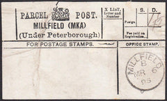 94245 - PARCEL POST LABEL/NORTHANTS. 1895 label MILLFIELD ...