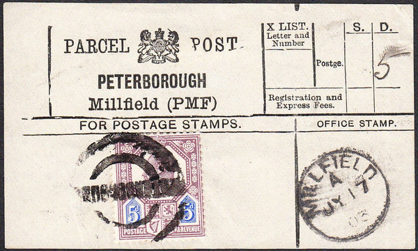 94246 - PARCEL POST LABEL/NORTHANTS. 1903 label PETERBOROU...