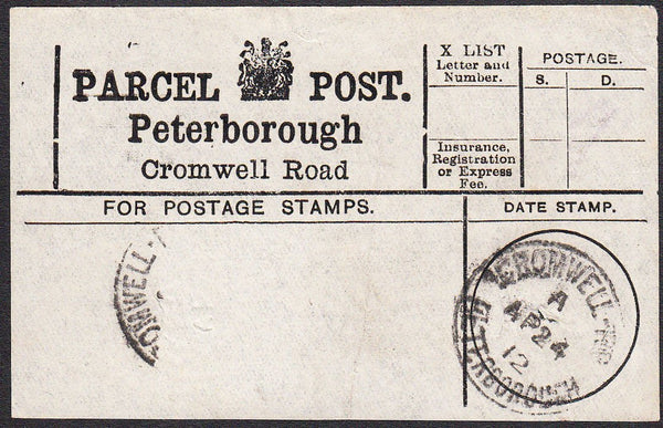 94265 - PARCEL POST LABEL/NORTHANTS. 1912 label Peterborou...