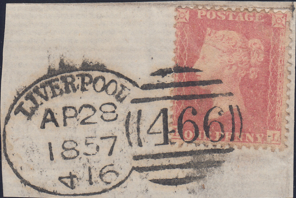 94313 - LIVERPOOL SPOON TYPE A16 (RA54). Piece with fine Die 2 1d pale-red on transitional