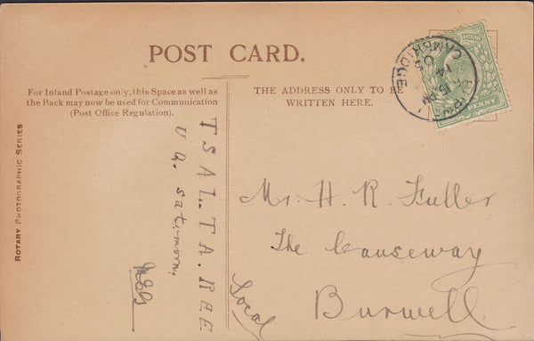 94465 - CAMBS. 1905 glamour post card to Burwell with KEDV...