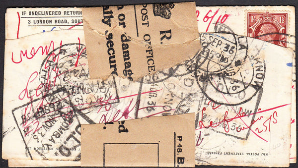 94485 - 1936 UNDELIVERED/DAMAGED MAIL. Printed wrapper wit...